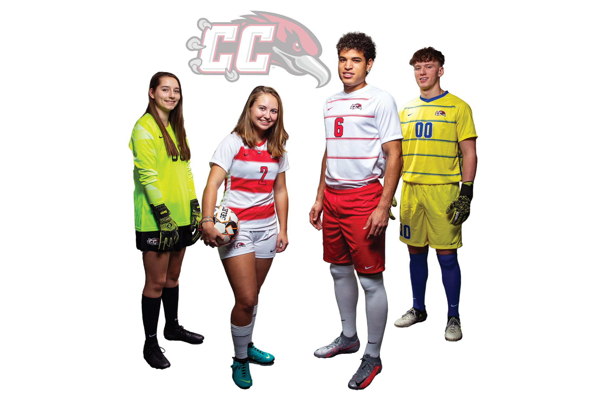 Photo of athletes in uniforms for the first year of soccer.